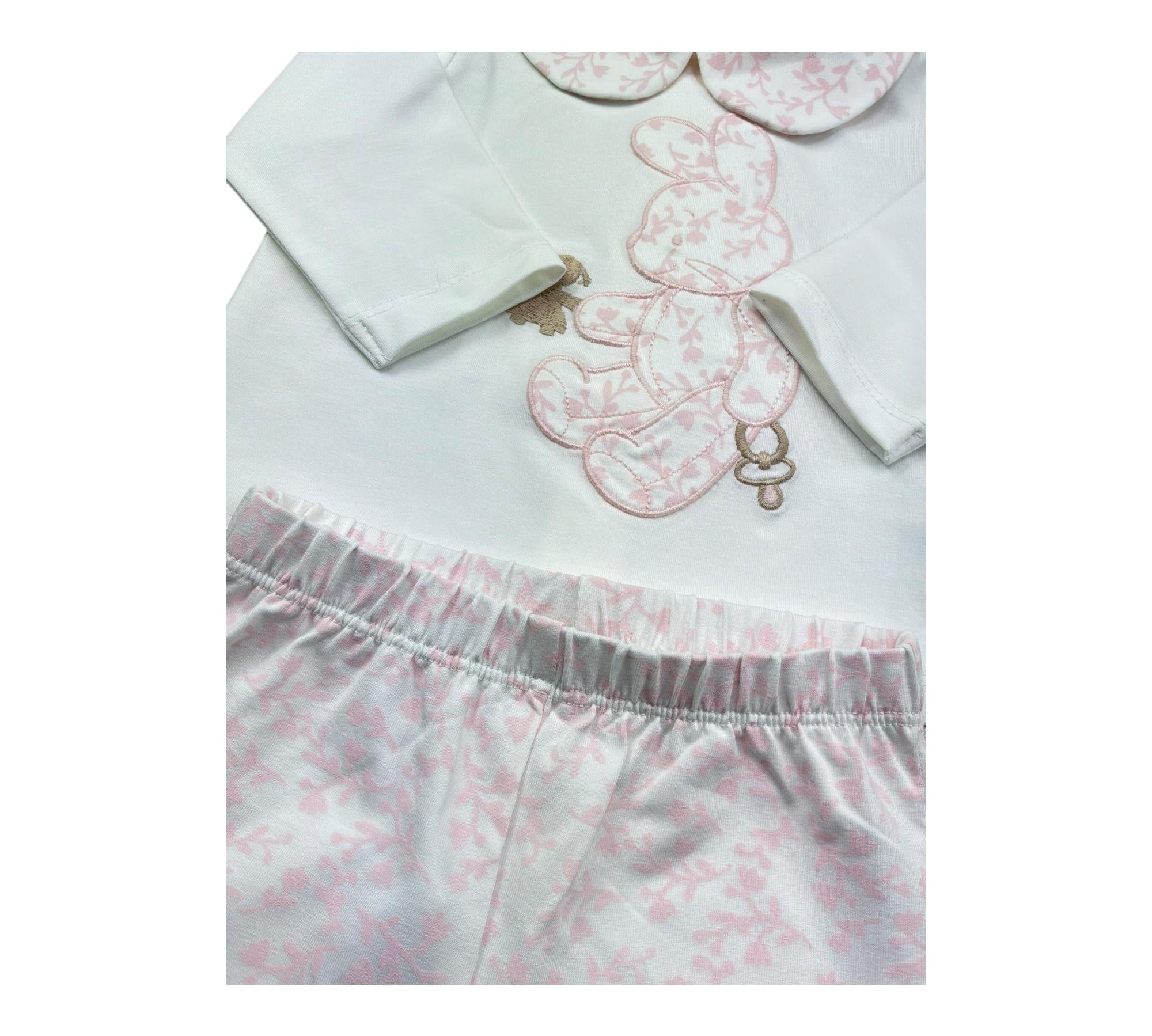 Le Bebe Completo 2 Pezzi Shirt-Ghettina Tinta Unita per Neonata LBG6291 BIANCO LE BEBE 