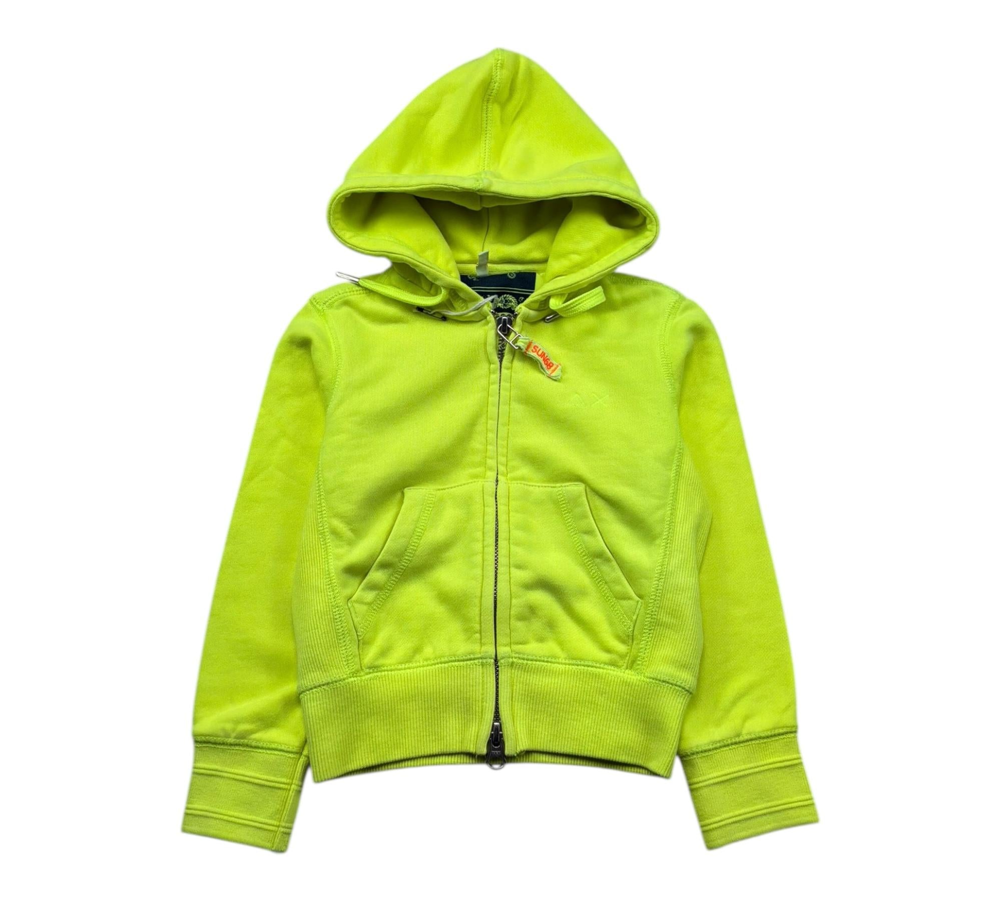 Sun68 Felpa con Zip E Cappuccio Tinta Unita per Bambino F31304 GIALLO FLUO SUN68 