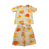 Aventiquattrore Solid Color Pajamas T-Shirt-Bermuda with Beige Pattern for Newborn