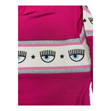 Chiara Ferragni Solid Color Dress With Hood And Fuchsia Print For Baby Girl