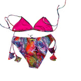 4Giveness 2 Piece Swimsuit Triangle-Briefs Solid Color With Fuchsia Pattern For Girls