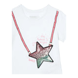 Guess T-Shirt Tinta Unita con Paillettes per Neonata K5RI19K6YW4X BIANCO GUESS 