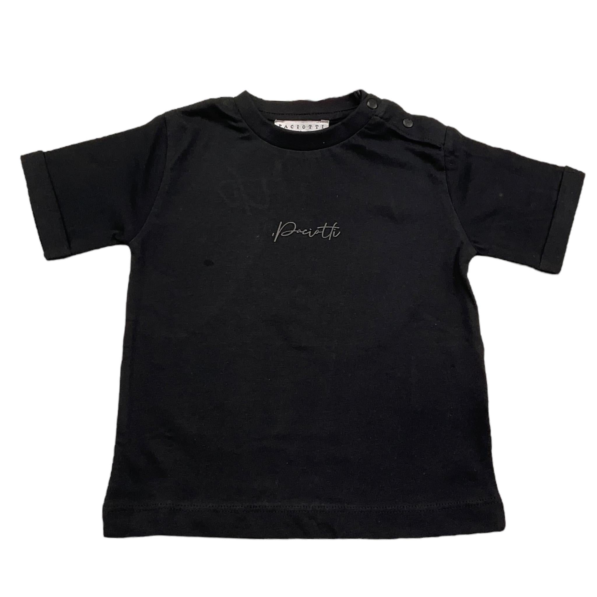 Cesare Paciotti T-Shirt Girocollo Tinta Unita con Stampa per Bambino TSP5113B NERO CESARE PACIOTTI 