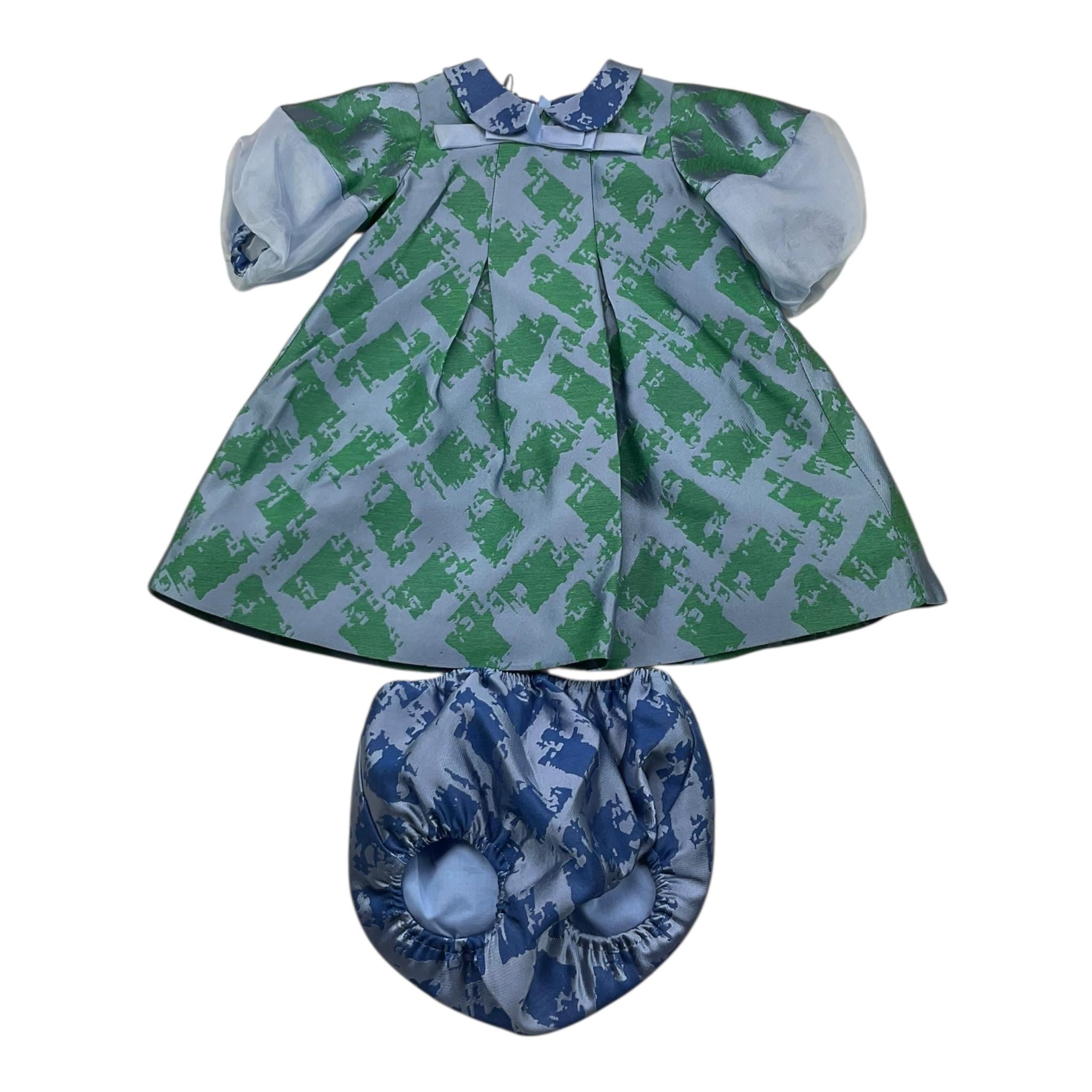 MIMISOL set abito tinta unita con fantasia-coulotte Azzurro per Neonata MGAB071 AZZURRO MIMISOL 