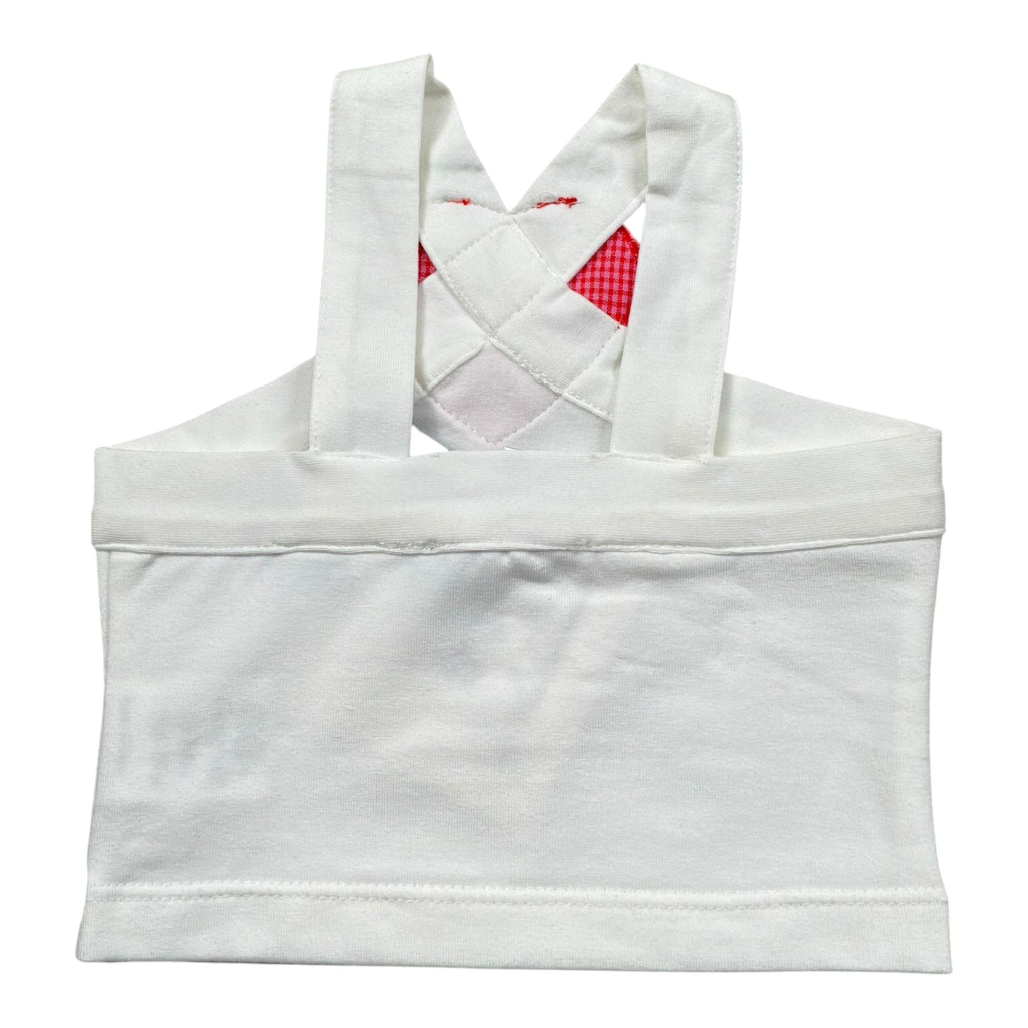 Piccola Ludo Top Tinta Unita con Applicazione per Bambina BS10WB001 BIANCO PICCOLA LUDO 