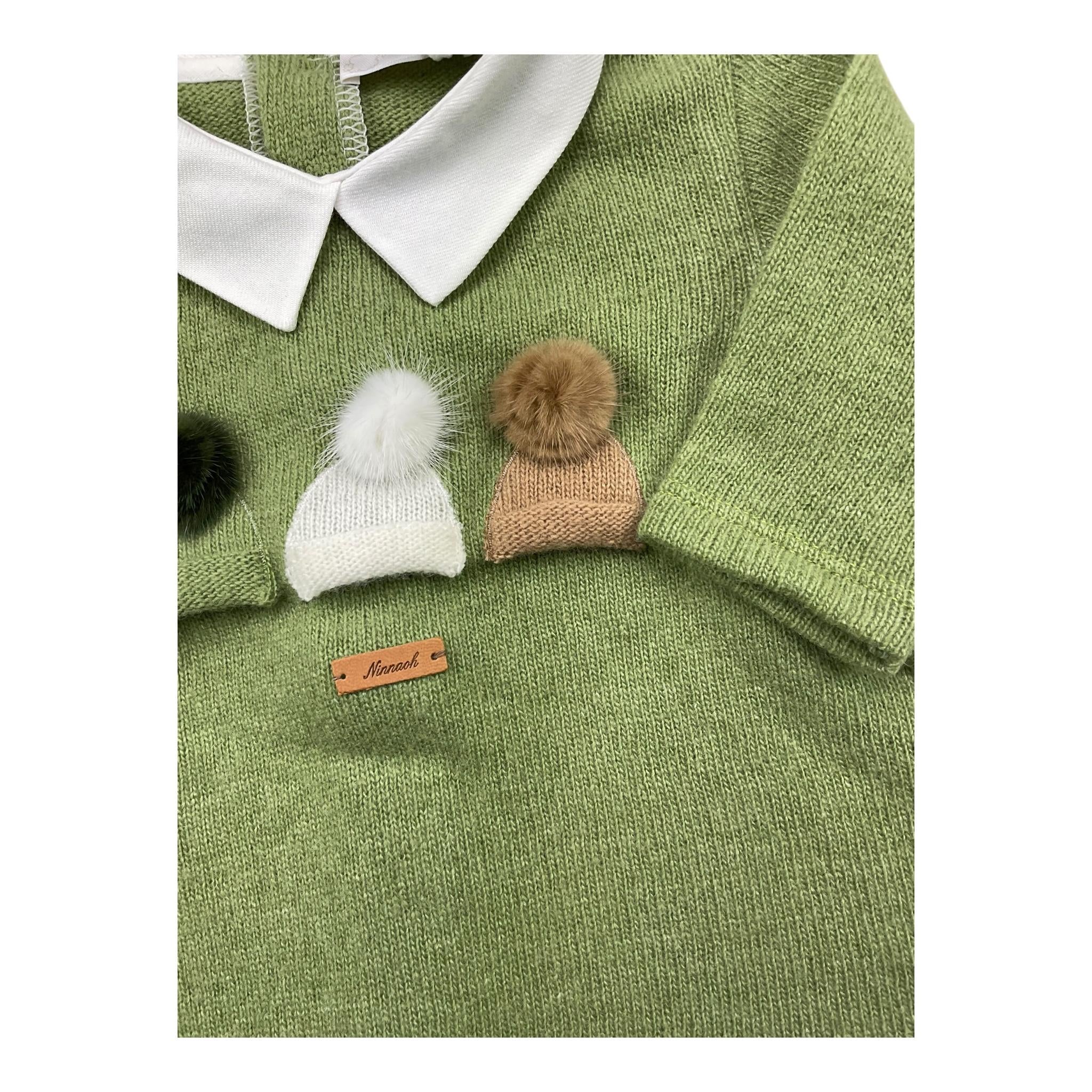 NINNAOH tutina tinta unita con colletto Verde per Neonato I24262T VERDE NINNAOH 