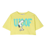 Philosophy Solid Color Crew Neck T-Shirt With Green Print For Girls