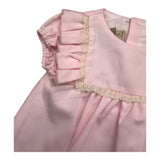 La Stupenderia Solid Color Sleeveless Dress With Contrasting Trim Pink For Baby Girl
