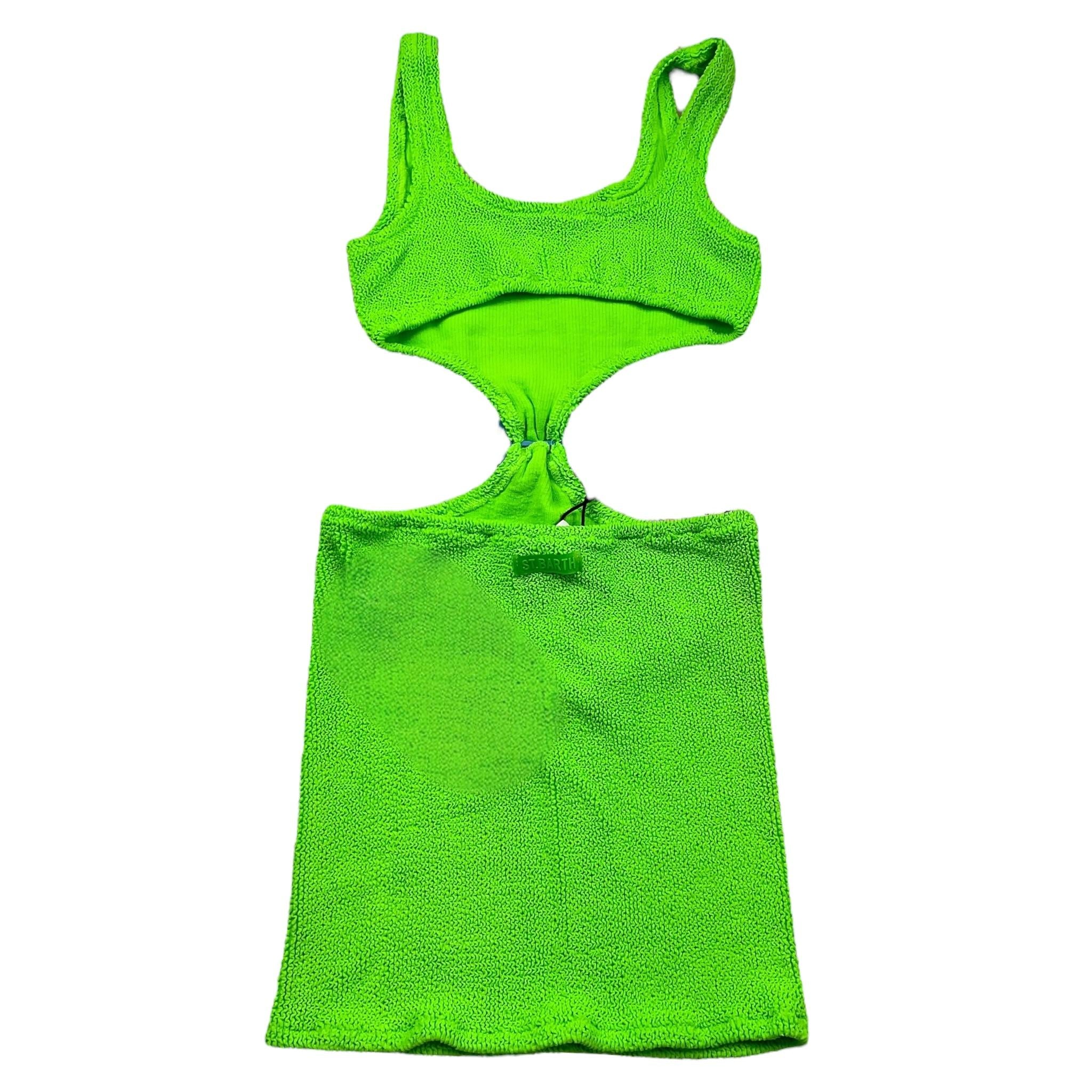 Saint Barth Abito Giromanica Tinta Unita per Bambina KIM VERDE FLUO SAINT BARTH 