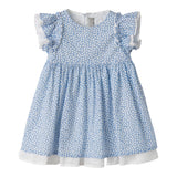 The Owl Abit Half Sleeve Solid Color Floral Pattern Blue For Baby Girl