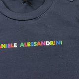 Daniele Alessandrini Solid Color Crew Neck T-Shirt with Pocket Blue for Newborns