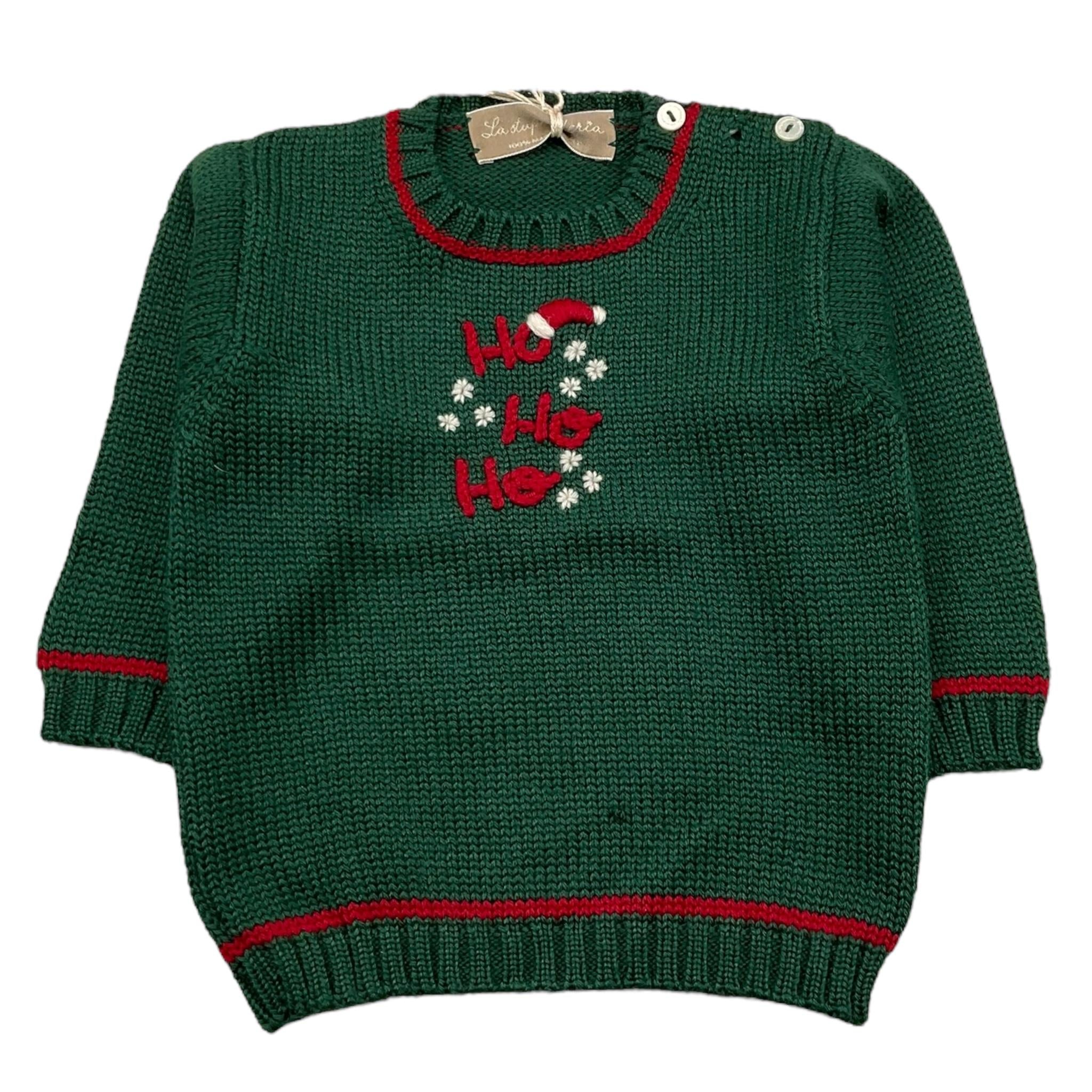 LA STUPENDERIA maglia girocollo tinta unita con ricami Verde per Bambino WCPL61 VERDE LA STUPENDERIA 