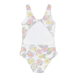Monnalisa Costume Intero Tinta Unita con Stampa per Bambina 39E045J BIANCO MONNALISA 
