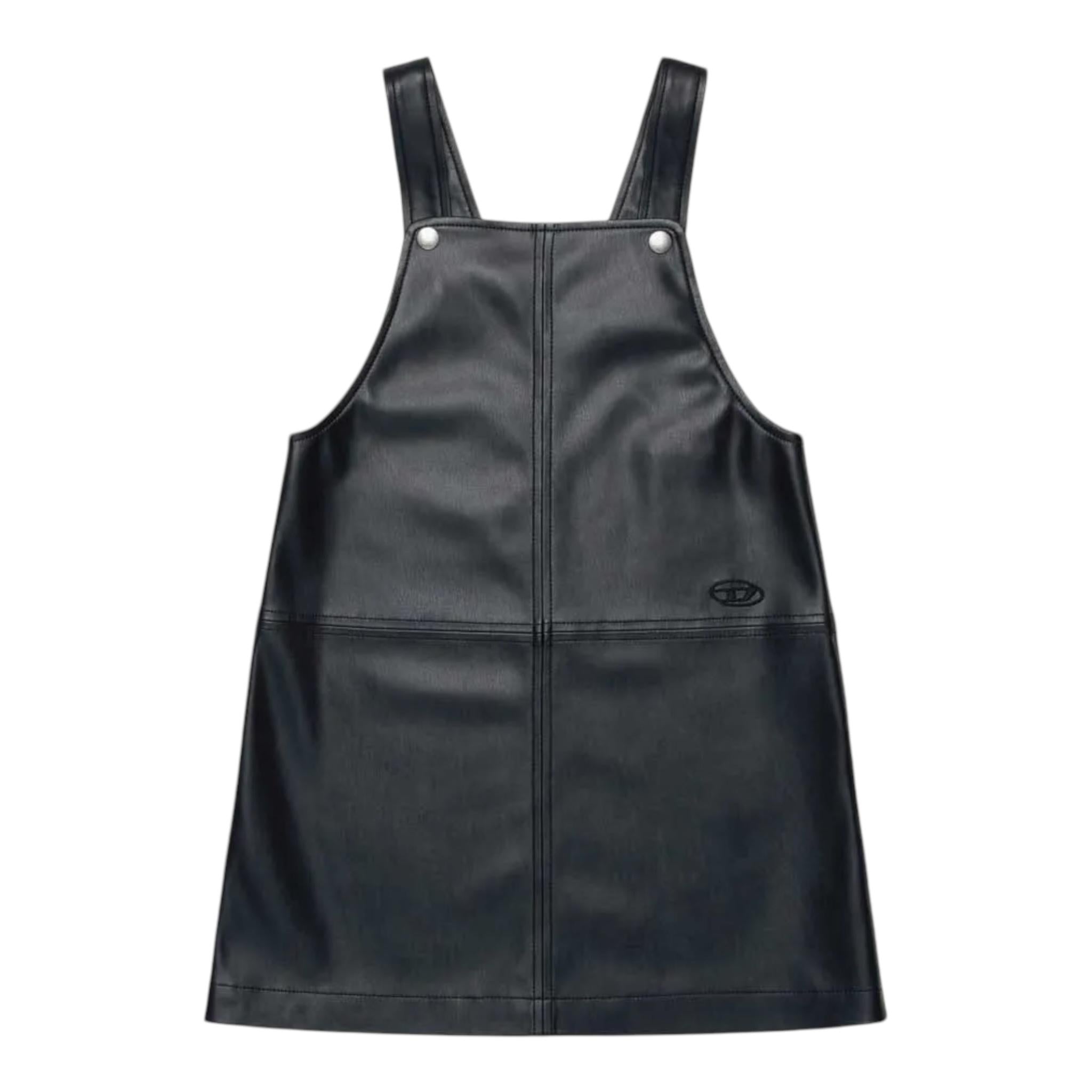 DIESEL salopette tinta unita in ecopelle Nero per Bambina J01937X NERO DIESEL 