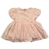Mini Banda Dress Half Sleeve Solid Color With Pink Bow For Baby Girl