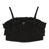 Twinset Solid Color Strapless Top With Ruffles Black For Girls