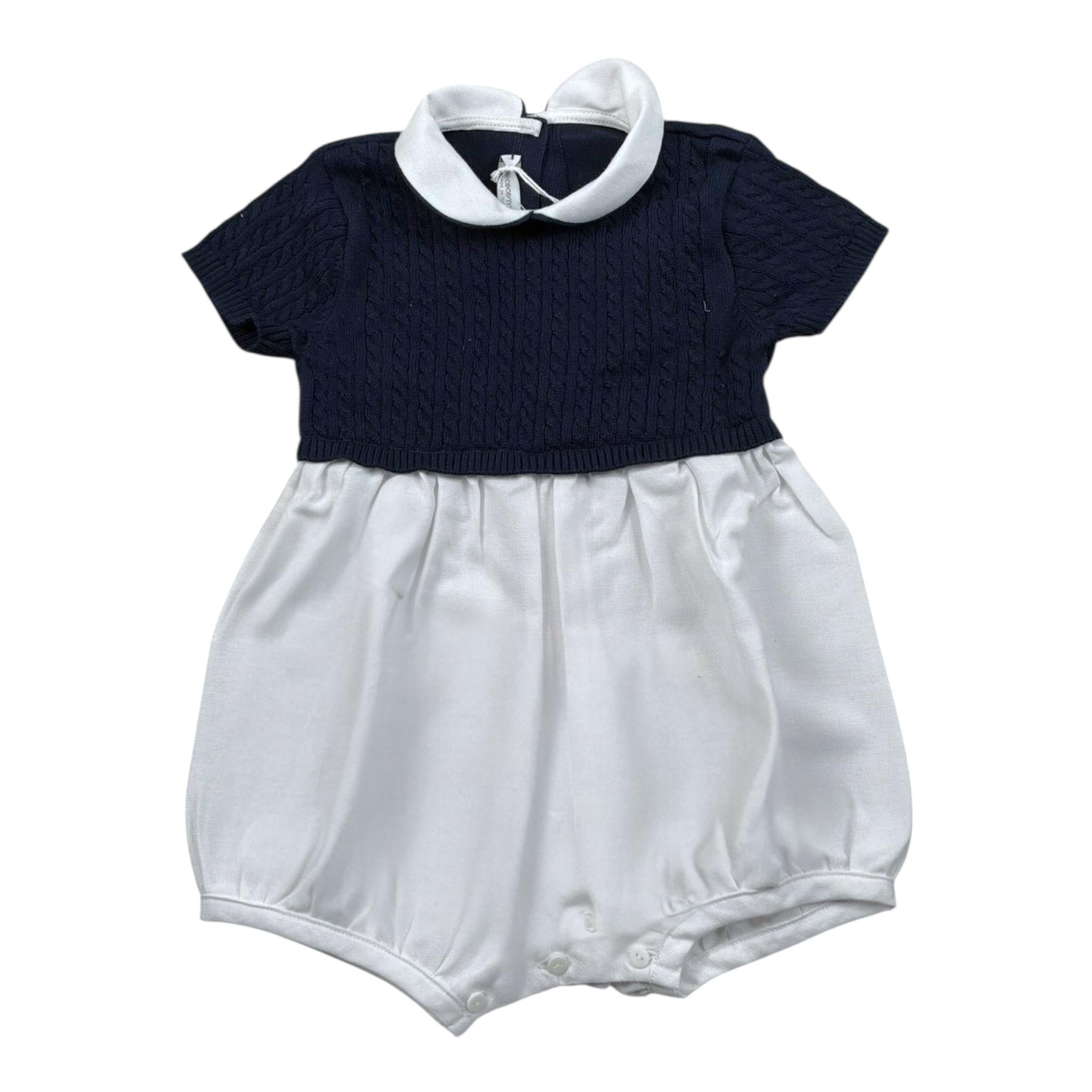 Le Coconne Pagliaccetto Bicolore Mezza Manica per Neonata LCN1979 BIANCO/BLU LE COCONNE 