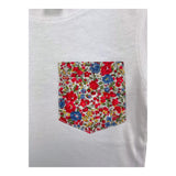 Little Red Fish T-Shirt Solid Color With White Contrast Pocket For Baby Girl
