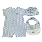 Etro 3 Piece Set Romper-Bib-Hat Blue For Newborn