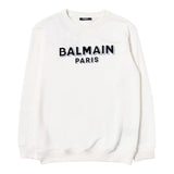 Balmain Sweatshirt Crewneck Solid Color With Contrast Print Cream For Boys