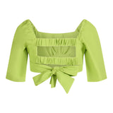 Marc Ellis Acid Green Elasticated Logo Solid Top For Girls