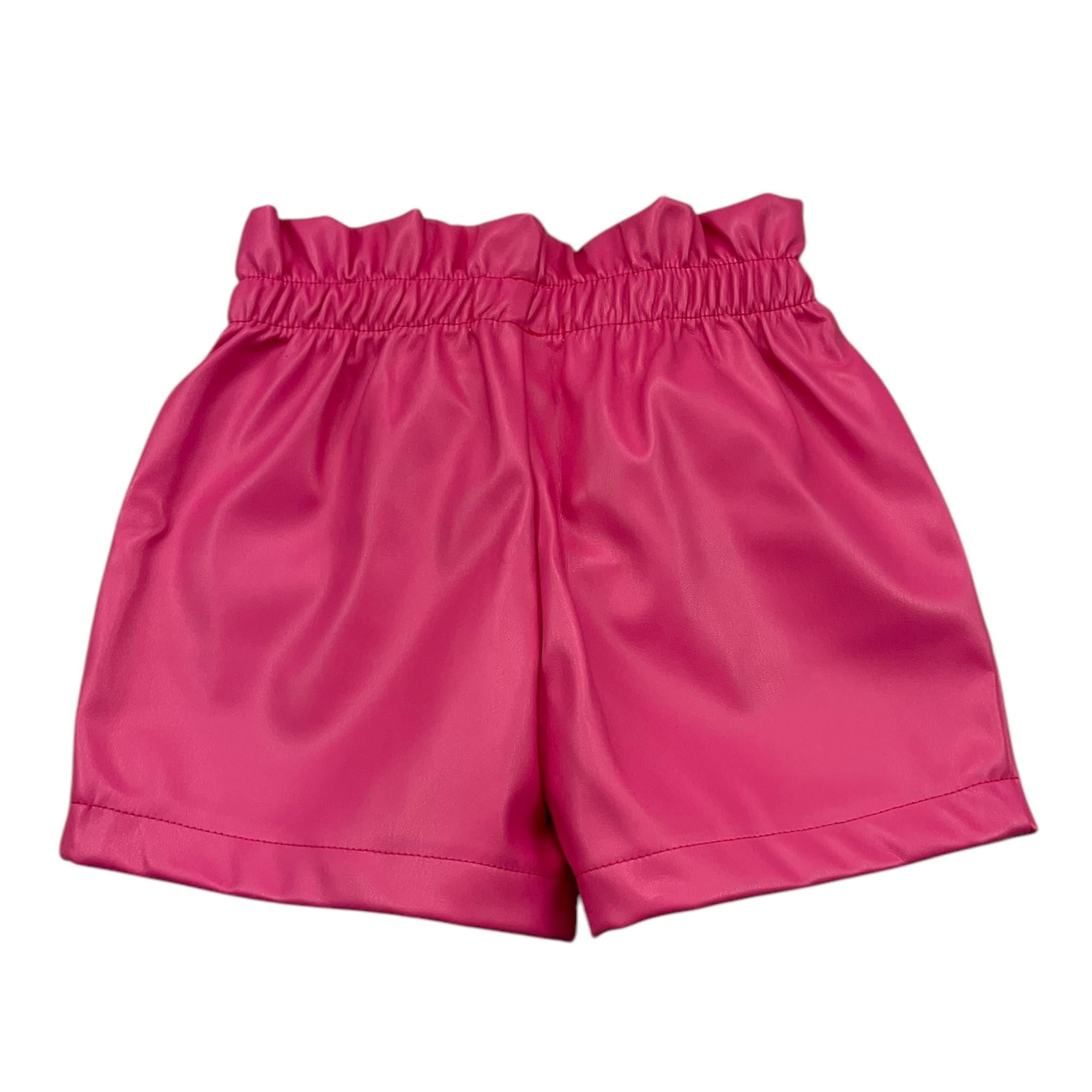 EMC short in ecopelle tinta unit con elastico in vita Rosa per Bambina BZ7108 ROSA EMC 