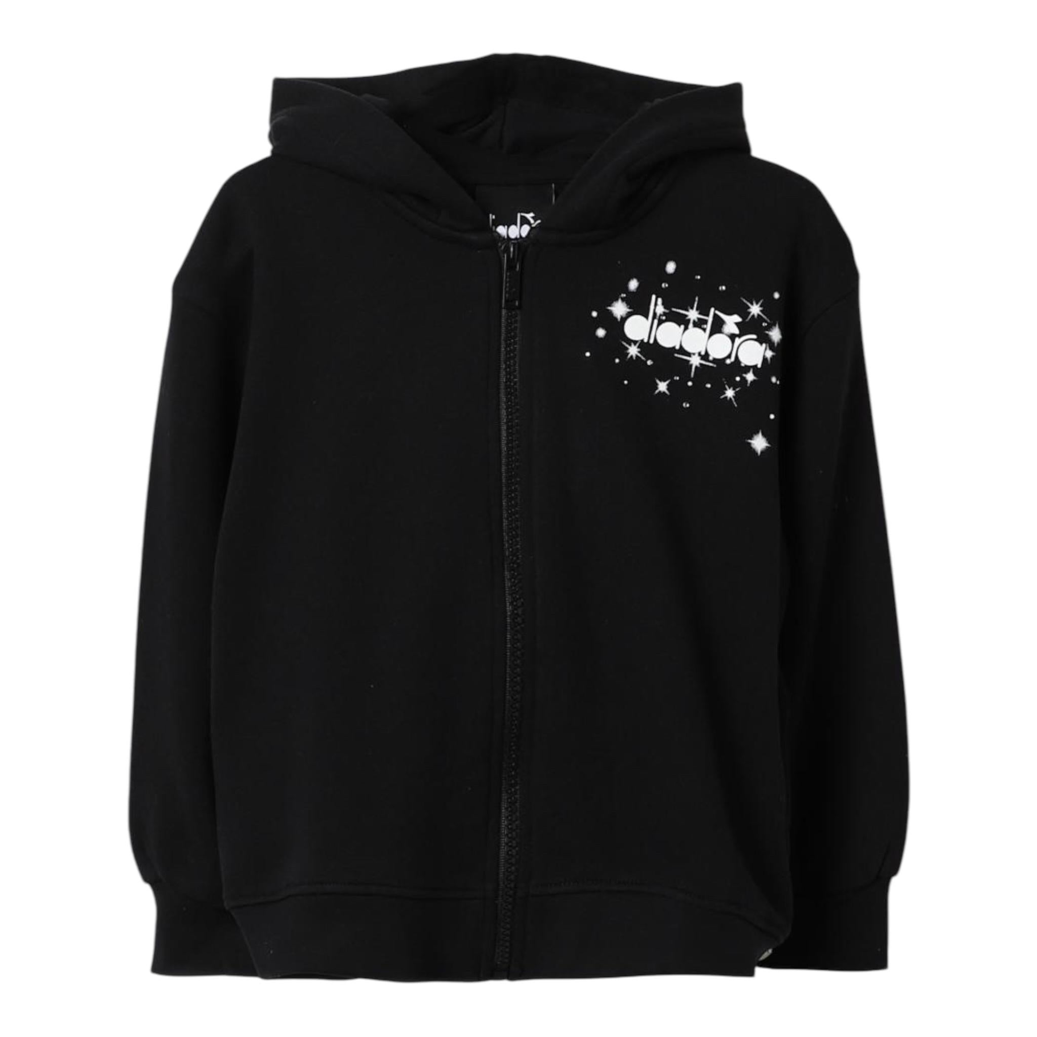 DIADORA felpa tinta unita con cappuccio e stampa e zip Nero per Bambina F4DIJGZH050 NERO DIADORA 