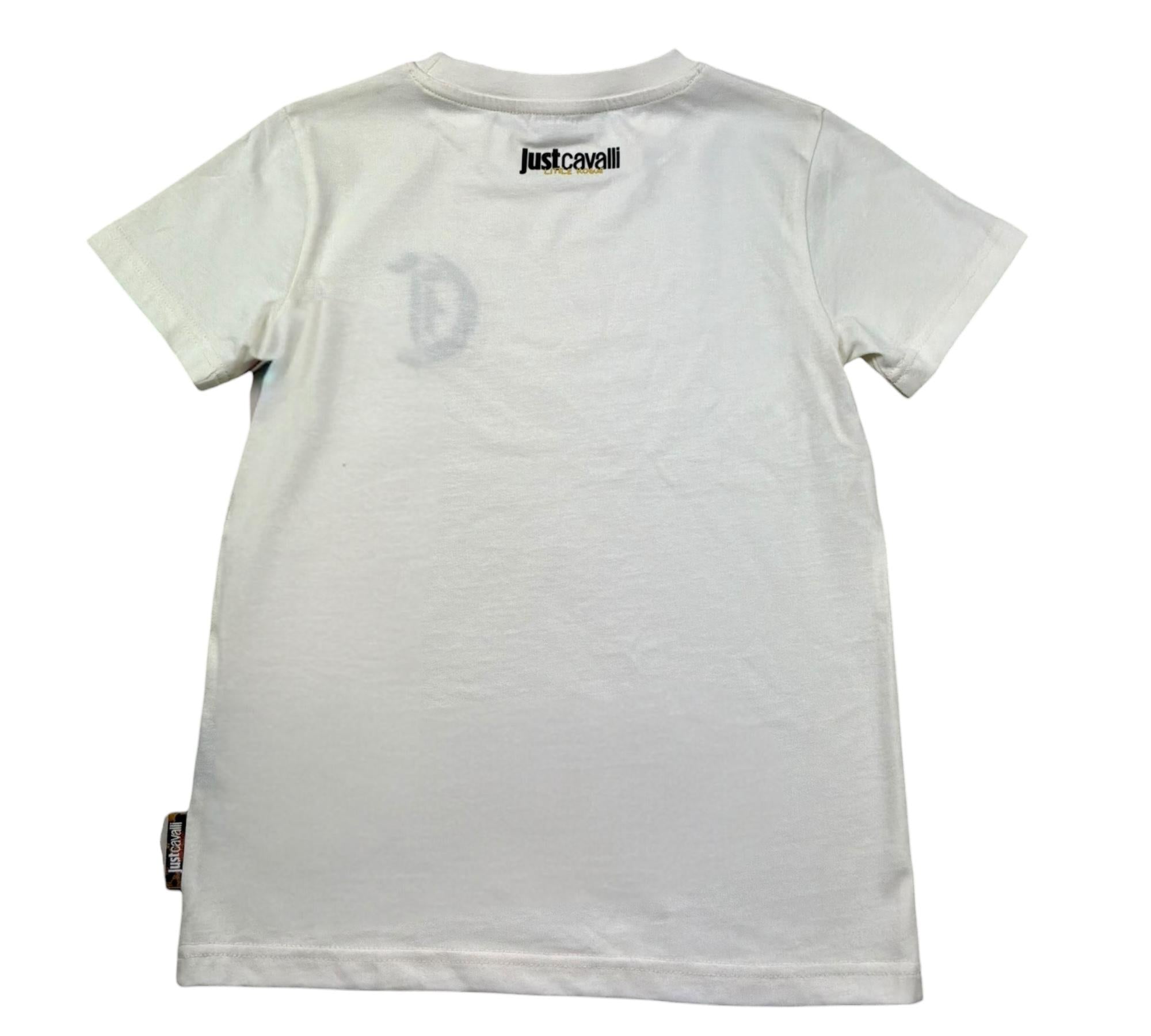 Just Cavalli T-Shirt Girocollo Tinta Unita con Stampa In Contrasto per Bambino JBP26018TS PANNA JUST CAVALLI 