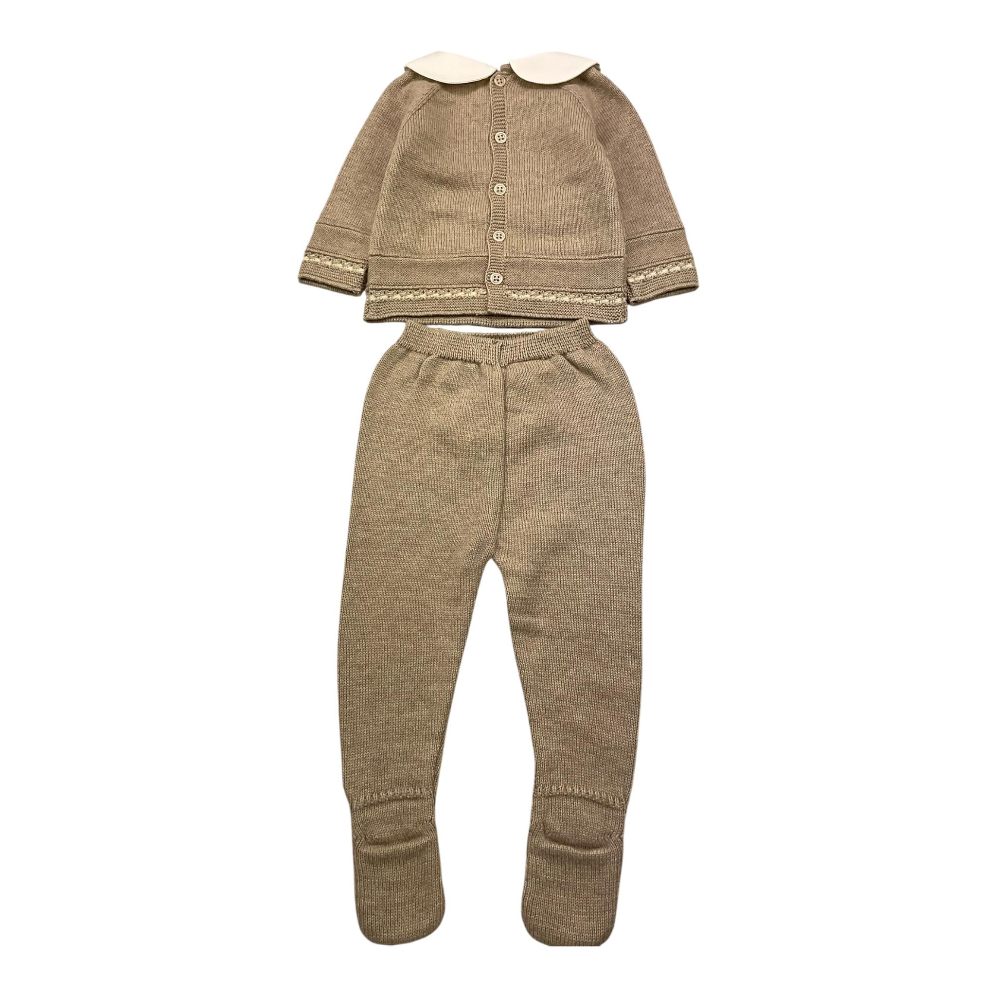 Paz Rodriguez Completo 2 Pezzi Maglia-Ghettina Tinta Unita con Colletto per Neonata 003121896 BEIGE PAZ RODRIGUEZ 