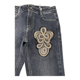 HATE LOVE jeans tinta unita modello zampa Nero per Bambina OJPT00757 NERO HATE LOVE 