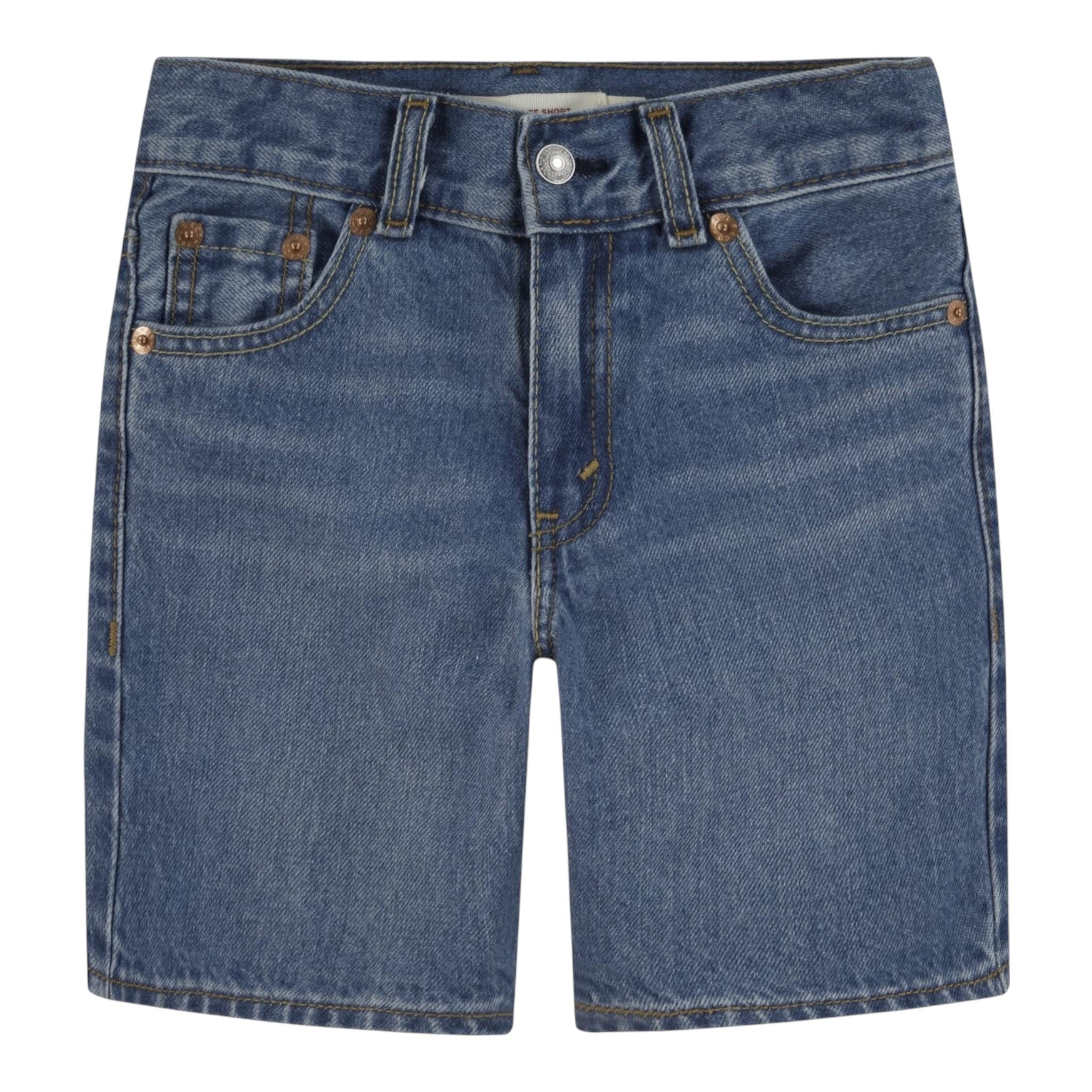 Levi'S Bermuda In Denim Tinta Unita con Girovita Regolabile per Bambino 9EK844 AZZURRO LEVI'S 