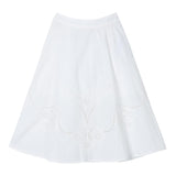 Chloe' Long Skirt Solid Color With White Perforations For Girls