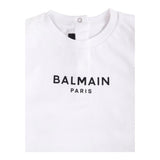 Balmain T-Shirt Girocollo Tinta Unita con Stampa per Neonato BW8641 BIANCO BALMAIN 