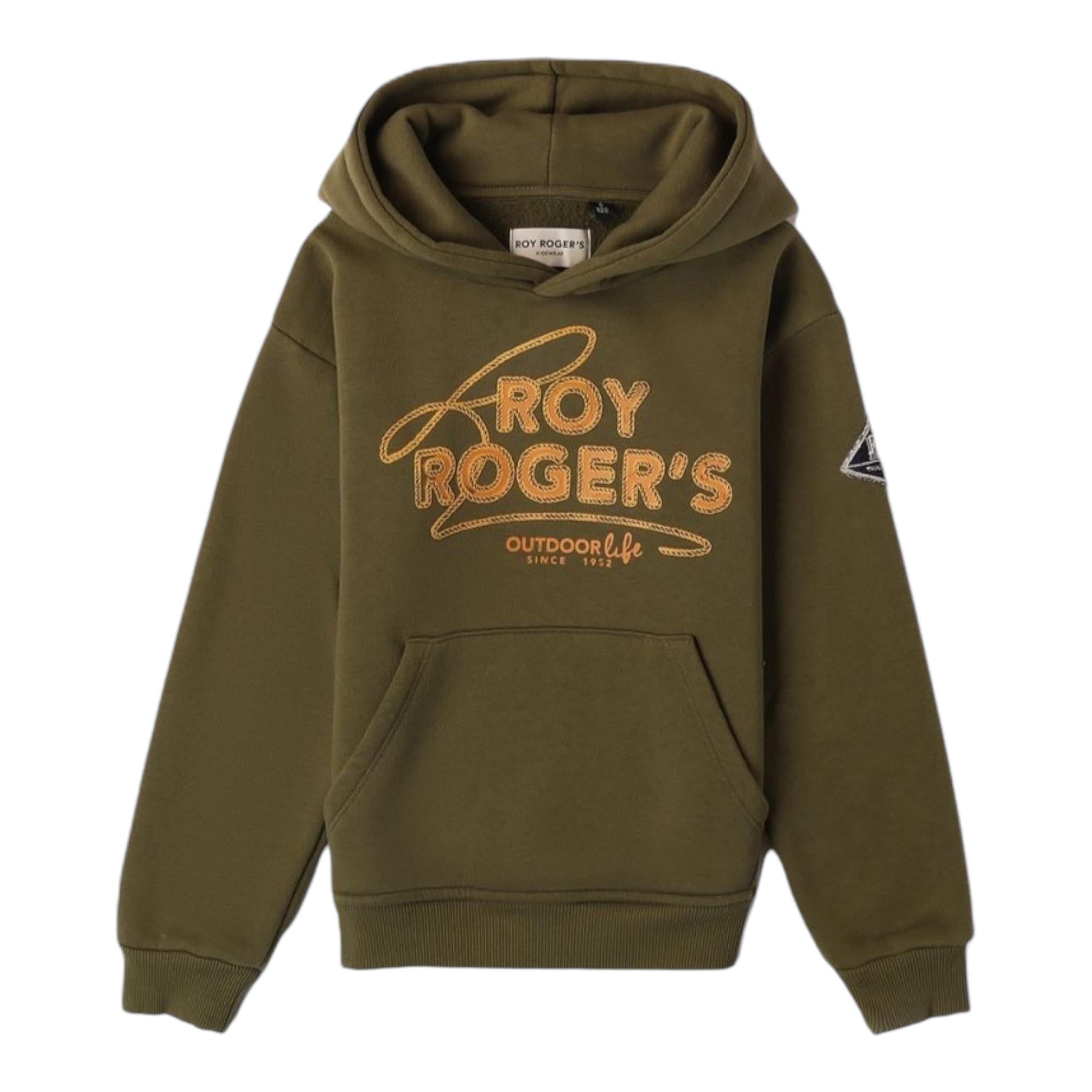 ROY ROGER'S felpa chiusa con cappuccio tinta unita con stampa logo Verde per Bambino RA136 VERDE ROY ROGER'S 