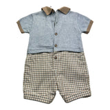 Light Colors Romper Half Sleeve Pattern Blue Checks For Newborn