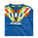 Guess Solid Color Crew Neck T-Shirt With Cobalt Print For Newborns