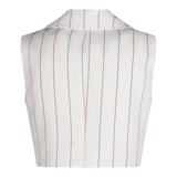 Fun &amp; Fun Plain Cream Striped Vest For Girls