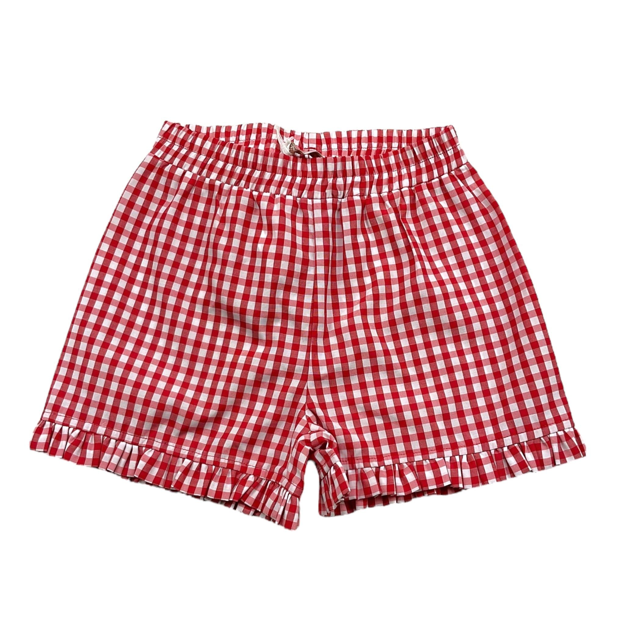 Monnalisa Short Bicolore con Fantasia Quadri per Neonata 39C413 ROSSO/BIANCO MONNALISA 