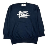 Etro Solid Color Crew Neck Sweater With Contrast Embroidery Blue For Boys