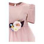Monnalisa Abito Mezza Manica Tinta Unita con Tulle per Bambina 11D910 ROSA MONNALISA 