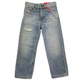 Diesel Jeans Solid Color With Rips And Adjustable Waist Light Blue For Girls
