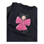 LIU JO abito in felpa girocollo tinta unita con stampa Nero per Bambina KF4107XX NERO LIU JO 
