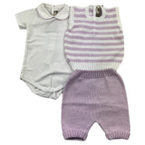 Little Bear 3 Piece Set Bodysuit-Vest-Pants Lilac For Baby Girl