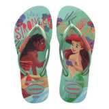 Havaianas Flip Flops Solid Color With Disney Princess Pattern Green For Girls