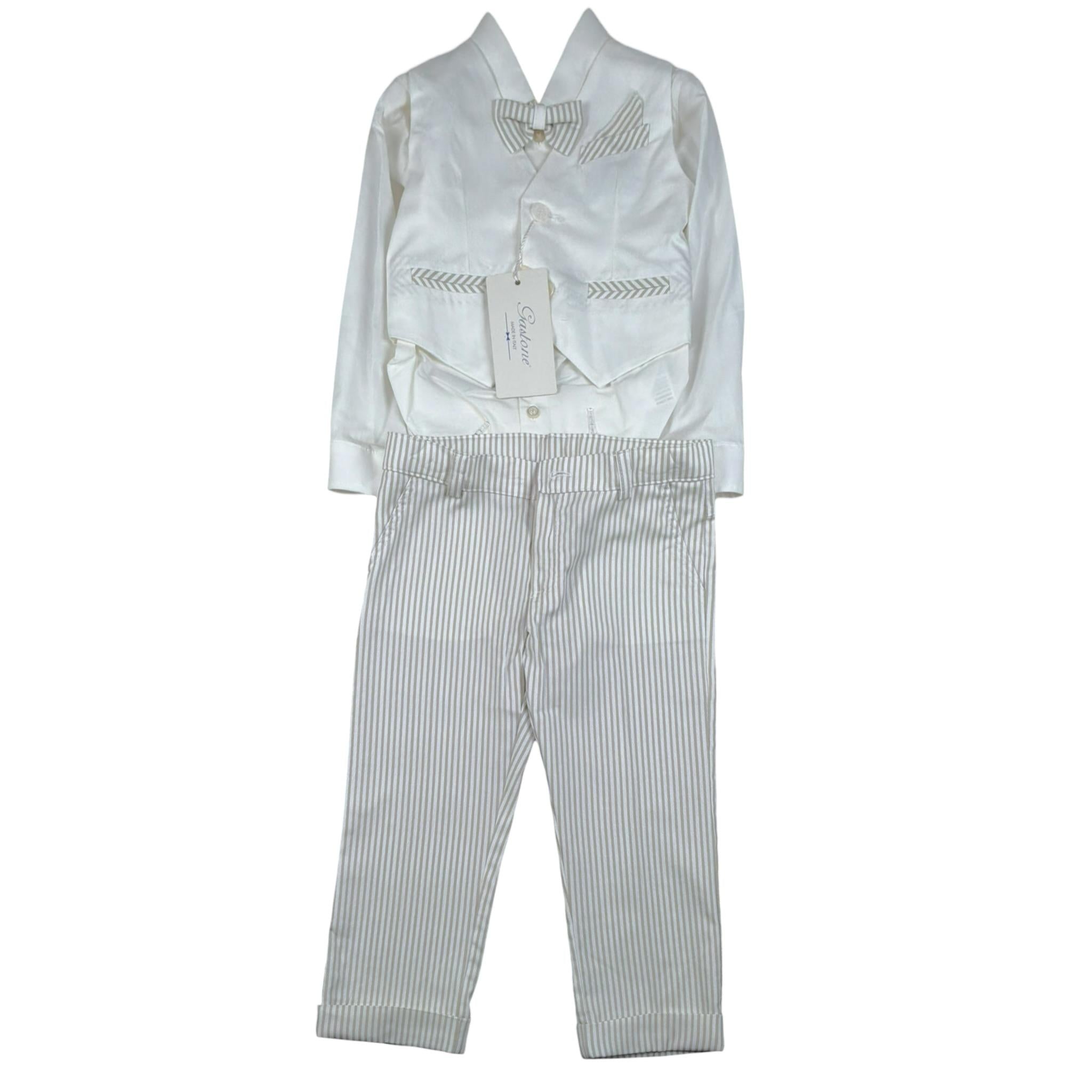 Gastone Completo 4 Pezzi Camicia-Pantalone-Gilet-Papillion per Neonato G000 BIANCO GASTONE 