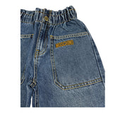 MOSCHINO jeans tinta unita con elastico in vita Blu per Bambina HDP05 BLU MOSCHINO 