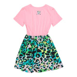 John Richmond Pink Fantasy Print Half Sleeve Dress For Girls