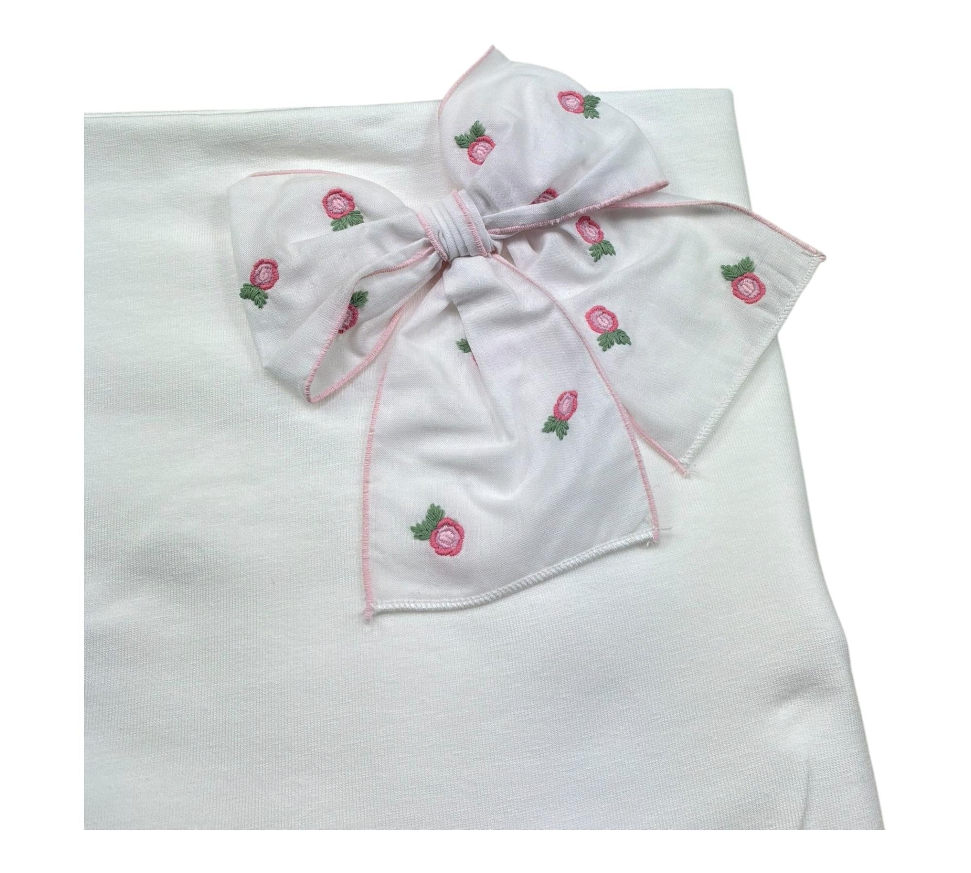 Le Bebe Coperta Tinta Unita con Fiocco per Neonata BG6219 BIANCO LE BEBE 