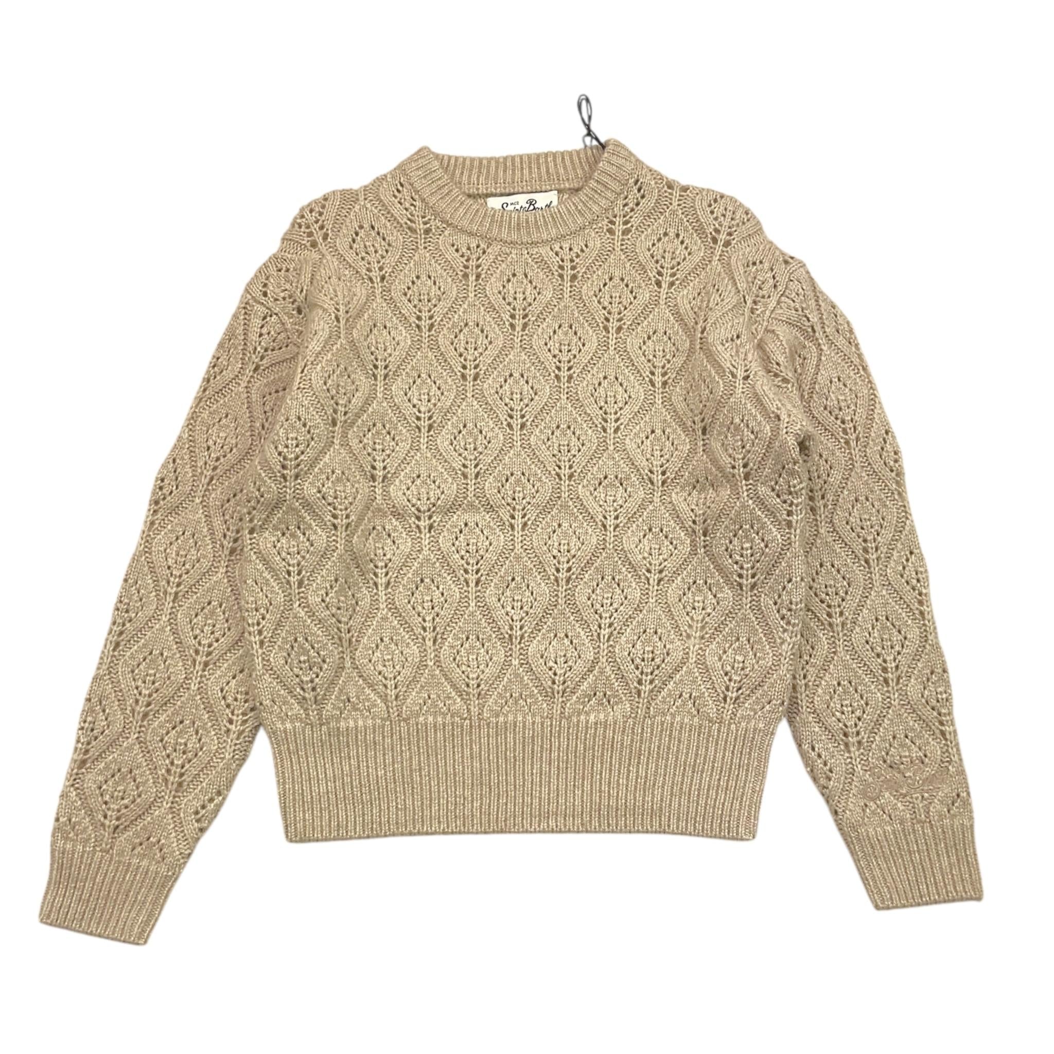 SAINT BARTH maglia tinta unita girocollo traforata Sabbia per Bambina LOUI0006 SABBIA SAINT BARTH 