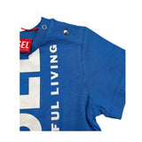 Diesel T-Shirt Crew Neck Solid Color With Blue Logo Print For Baby